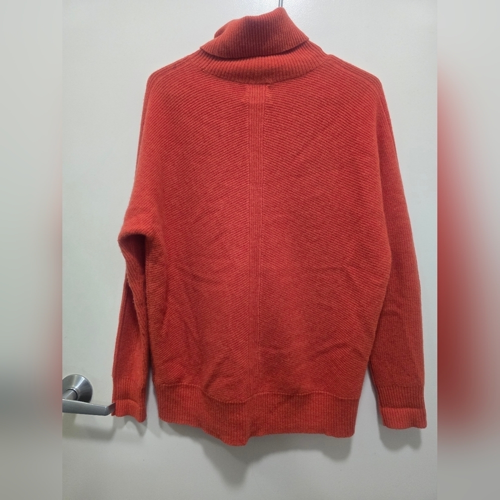 Women's Cozy Orange Turtleneck Sweater - Picture 3 of 9